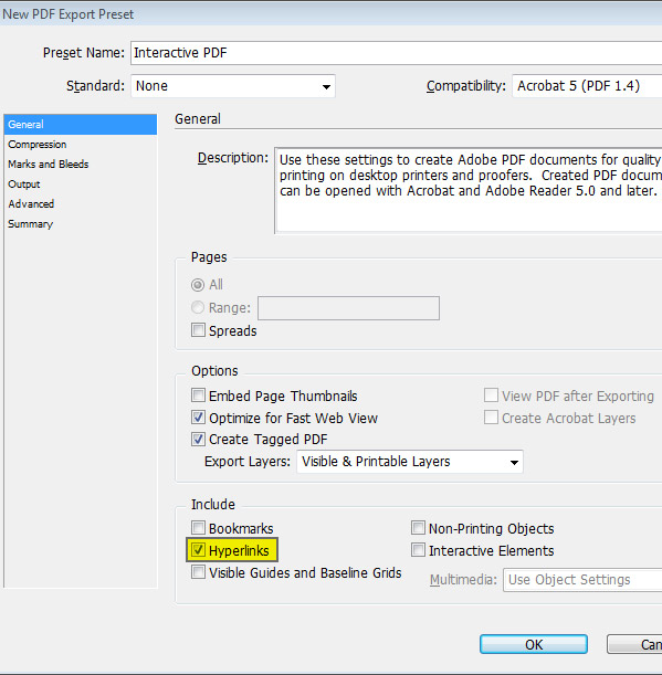 Export PDF - Select Hyperlinks