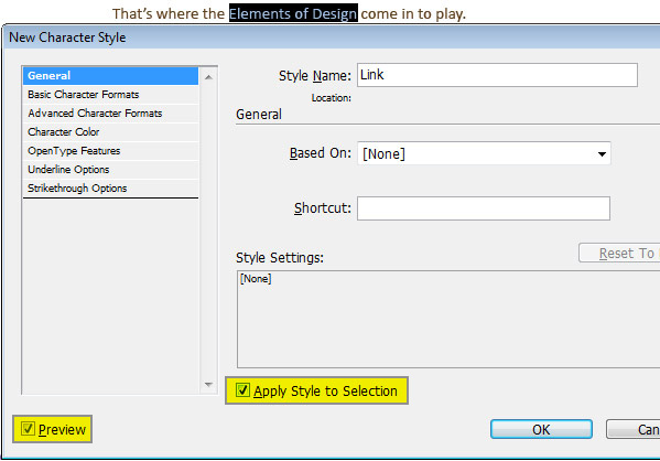 Step 2 - Character Style Setup
