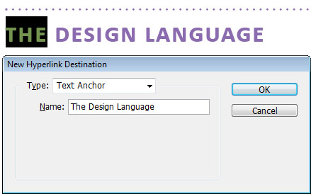 Step 2 - Destination Type: Text Anchor